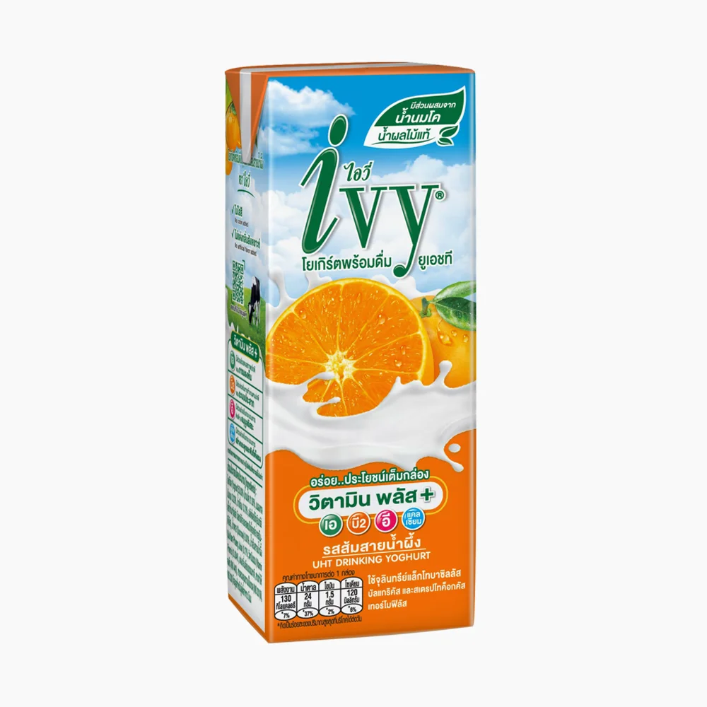 Best Daily Drinking Product Ivy UHT Yoghurt Sai Nam Peung Orange 180 milliliter Vitamin Plus Delicious And Healthy