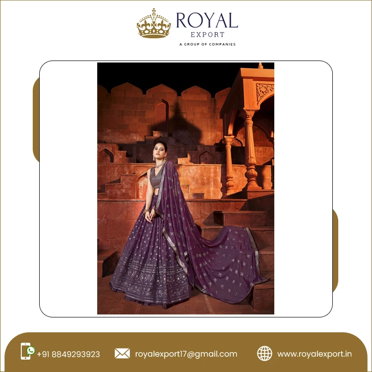 Indian Ethnic Clothing Beautiful Wedding & Party Wear Heavy Georgatte Sequence Embroidery Work Bridal Lehenga Choli