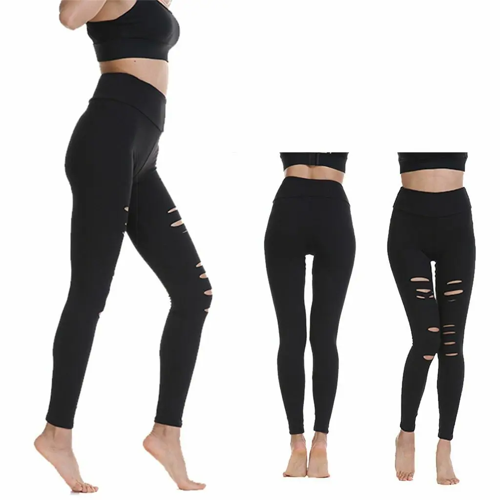 High Waist Solid Yoga Leggings Tummy Control Workout Running 4 Way Stretch Yoga Pants by ZUS INTERNATIONAL