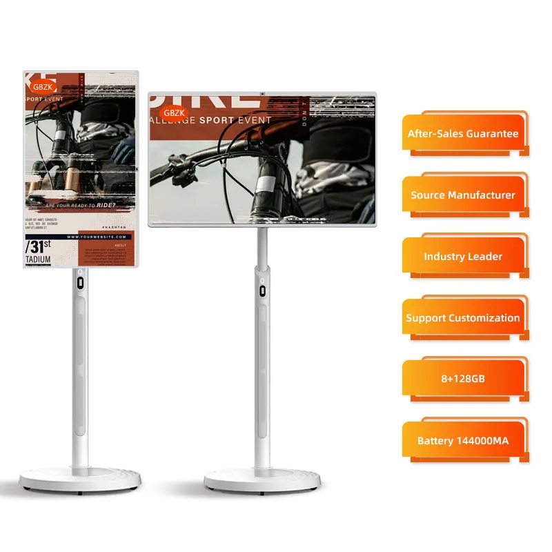 HD Live Streaming Machine 10-Point Touch Screen WIFI 6 Lcd Smart TV With 144000Mah Built-in Battery Moveable Stand Lcd Monitors