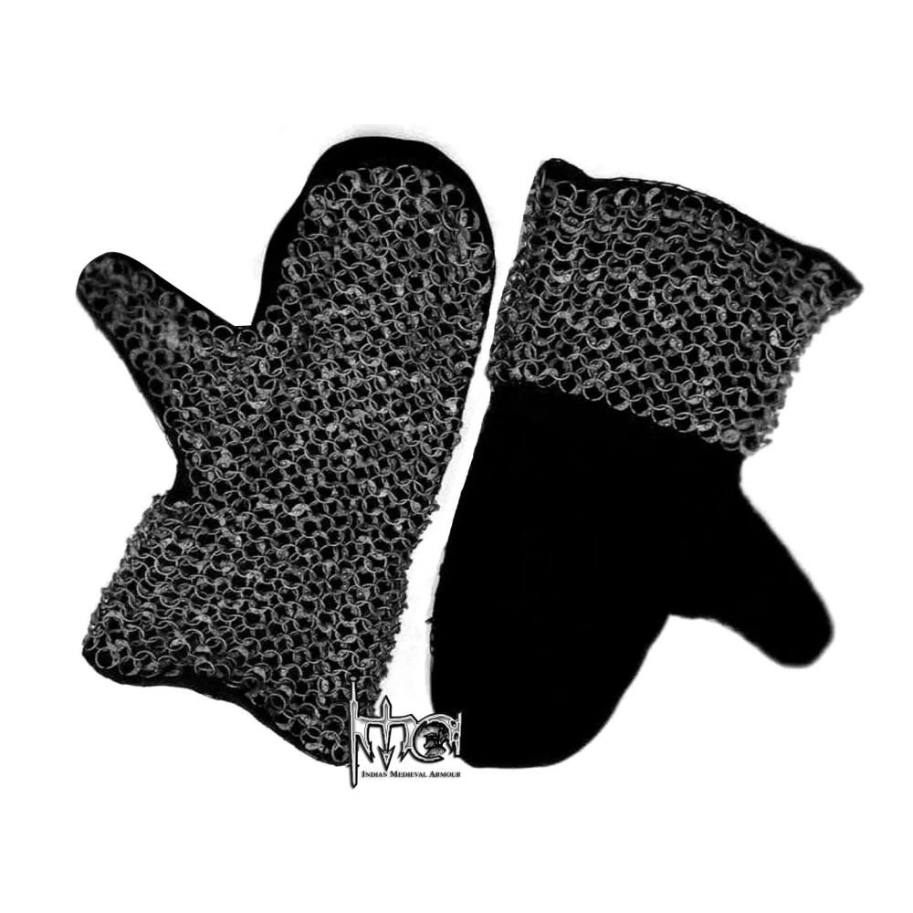Medieval Padded Riveted Chain mail Mittens Costume Armor Gauntlet Butted Medieval Chainmail Armor