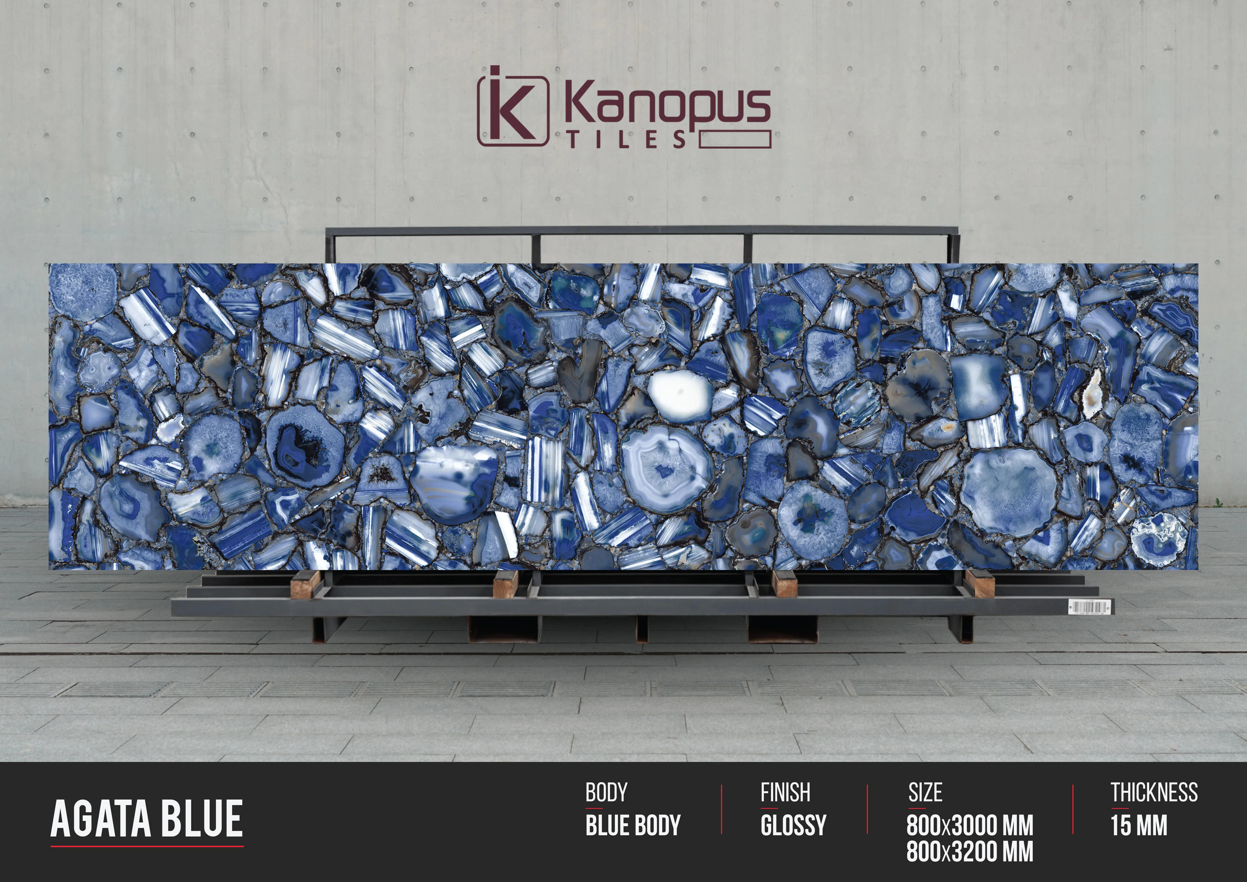 800x3000mm Indian Porcelain Tiles Glossy Surface Digital Glazed Rectified Tiles in Model Laurent Black by Knopus Tiles