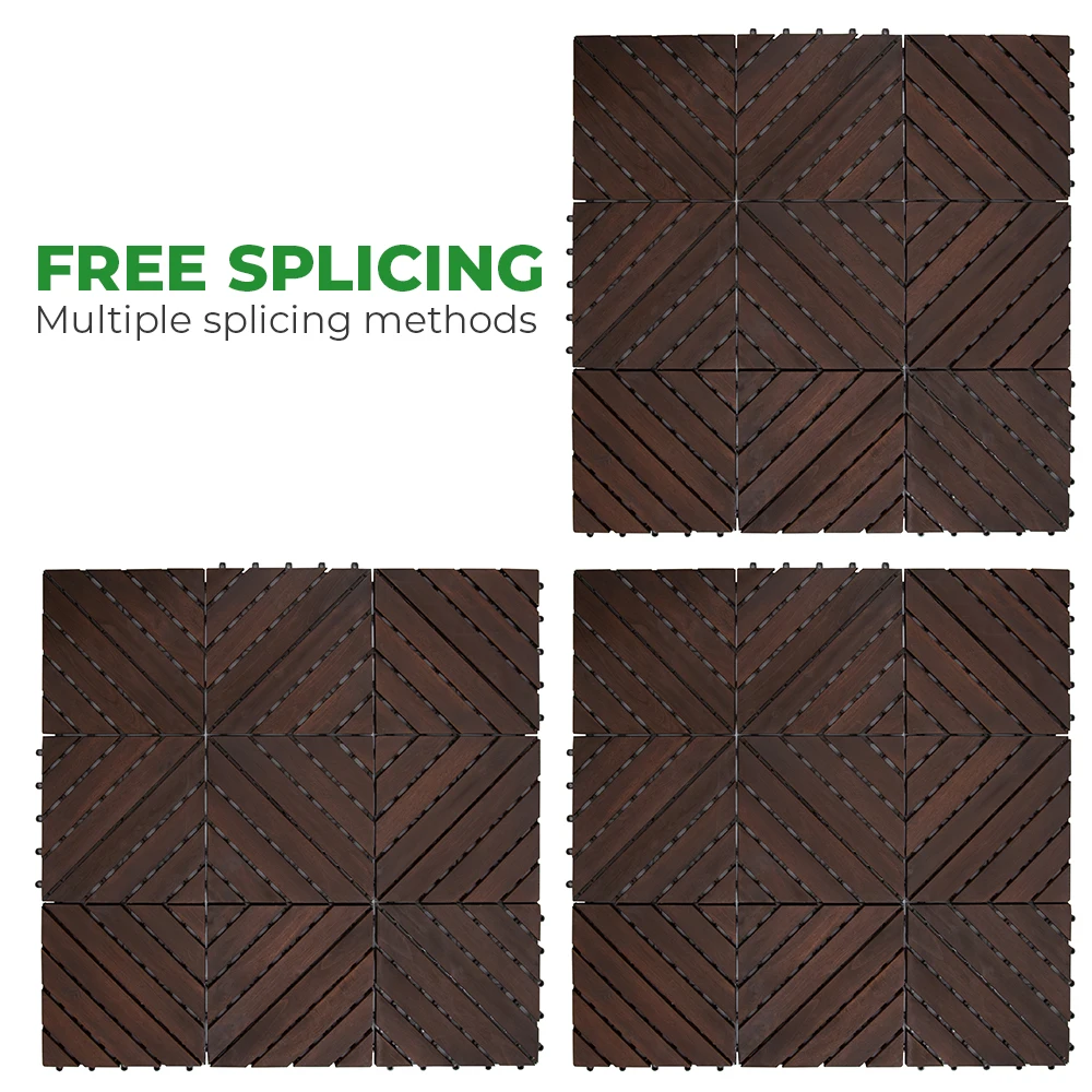 FGW-08SRS Acacia Wood Interlocking Deck Tile for Home Balcony Entry Back Yard Garden Landscaping & Decking for Home Decoration