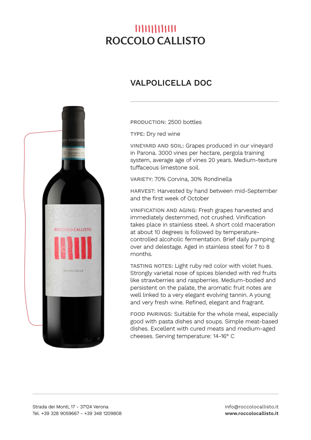 Красное вино valpolice Ella DOC 12 5% из Италии винито бутылка 750 мл винный завод Roccolo calready