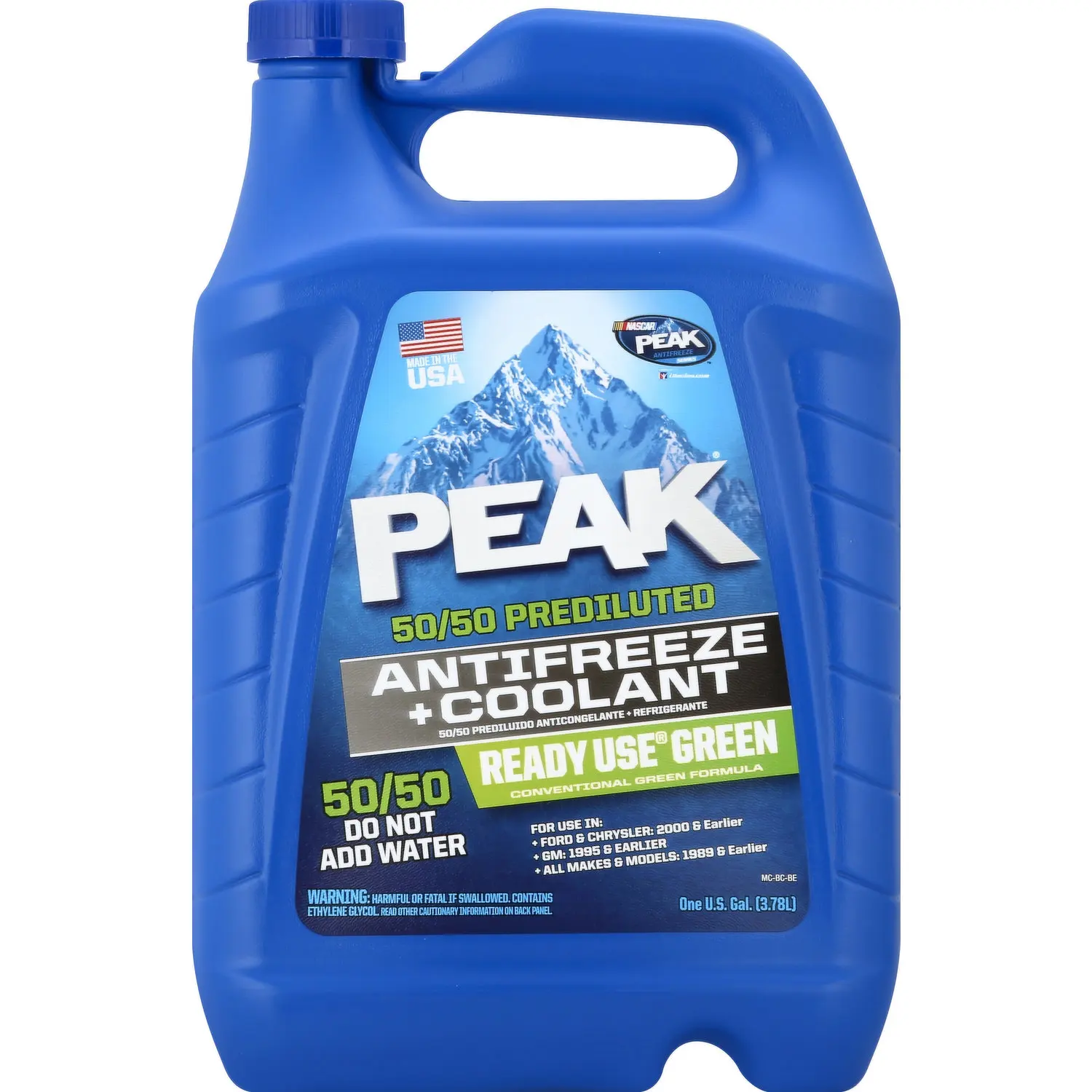 PEAK OET Extended Life Green 50/50 Prediluted Antifreeze/Coolant for Asian Vehicles, 1 Gal.
