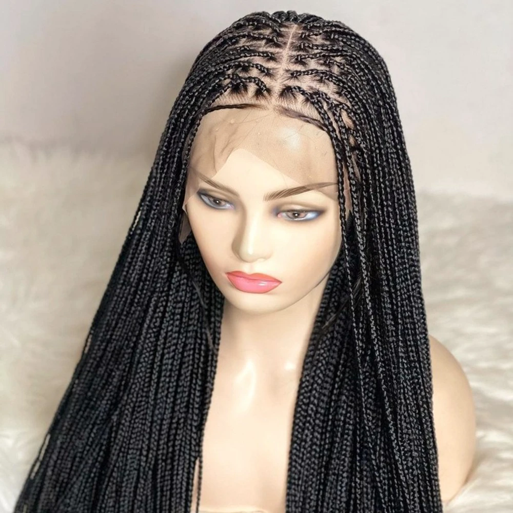 36 Inches Full Lace Front Braided Wigs For Women Knotless Cornrow Braids Lace Frontal Wig Synthetic Braided Wig Daily Used