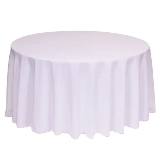 wholesale cheap custom fitted round tablecloth polyester white wedding table cloth