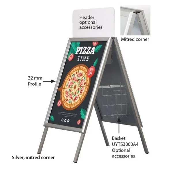 Indoor Outdoor A Board Pavement Sign Round or Mitred Corner  B2 50 x 70 cm Free Standing A Board Poster Board