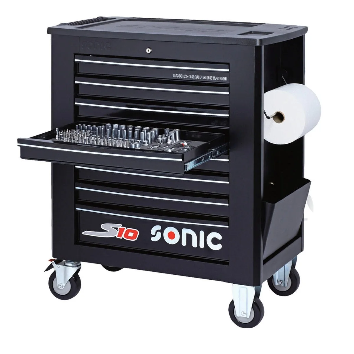 Best New Trending 878mm Black S10 8-Drawer Trolley with SONIC Top High Quality 328PCS Tool Box for Storage