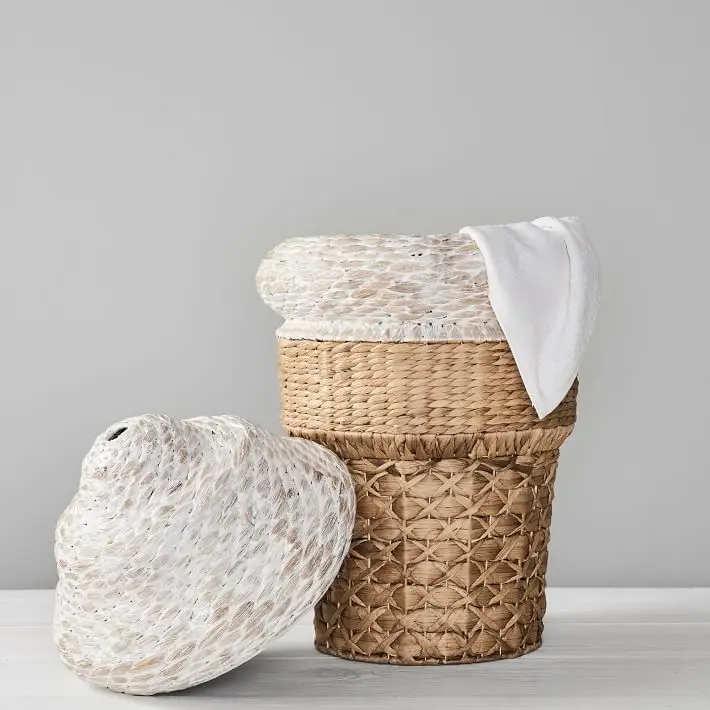 European Style Natural Water Hyacinth Ice Cream Cone Hamper Laundry Storage Basket With Lid Best Price Vietnam Supplier