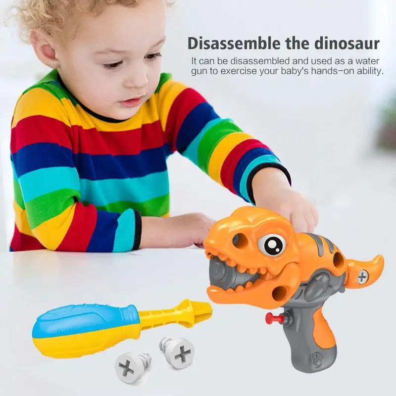 New Arrivals DIY Assembly Dinosaur Water Gun Toys 2 IN 1 Puzzle Mini Manual Dion Water Gun Summer Outdoor Splash Shooting Toy