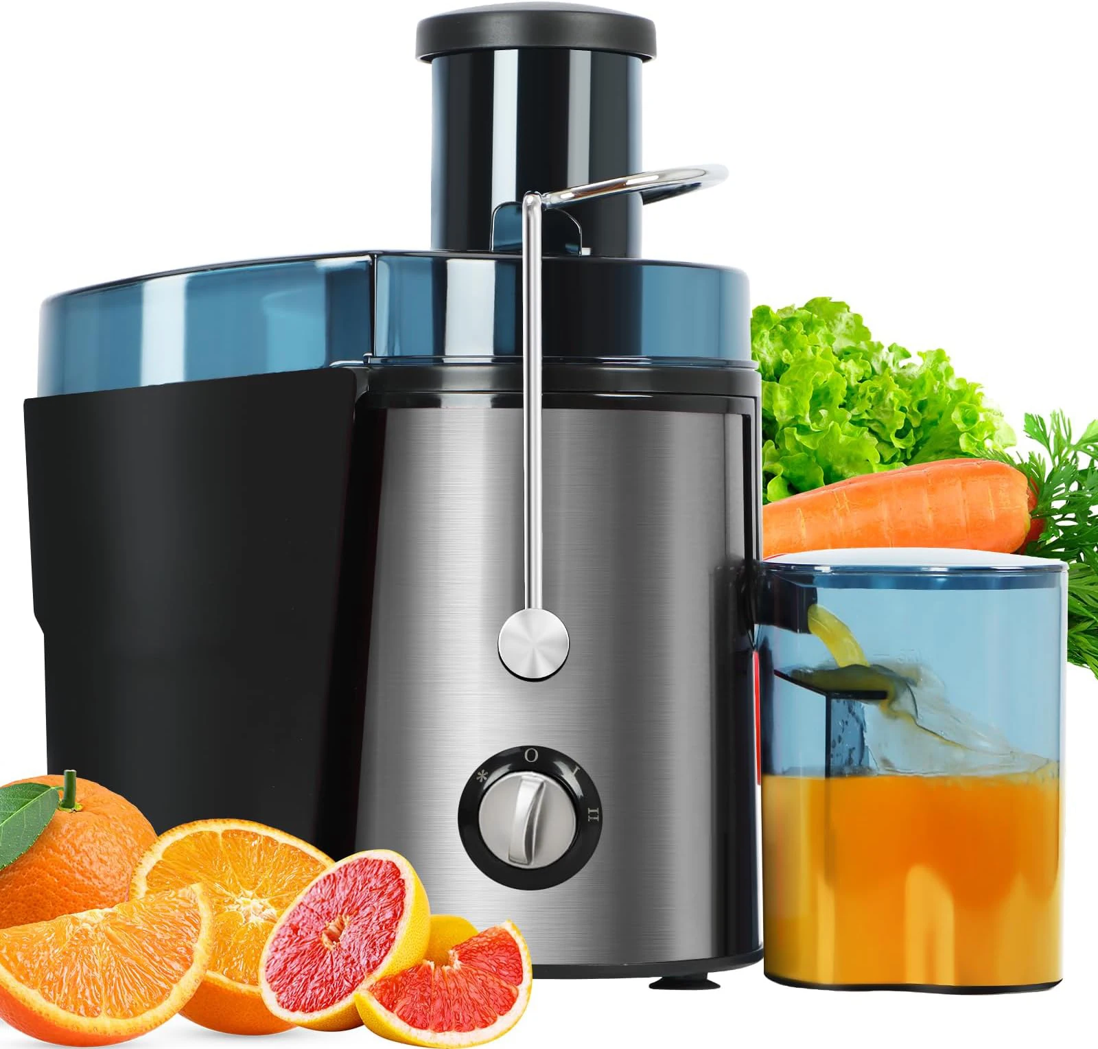Stainless Steel Centrifugal Juicer Extractor with Wide Mouth 3 inch Feed Chute for Fruit Vegetable Easy to Clean