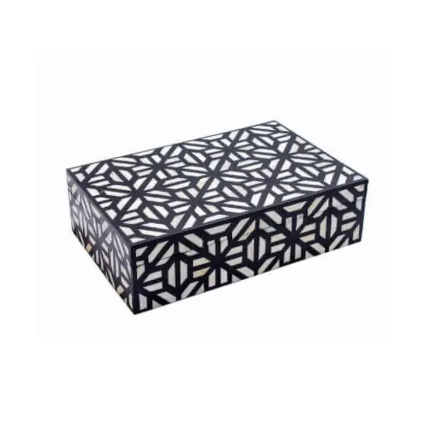 Crafted Bone inlay Wood Resin inlay Box With Multi Storage Box for customized size for hot sale