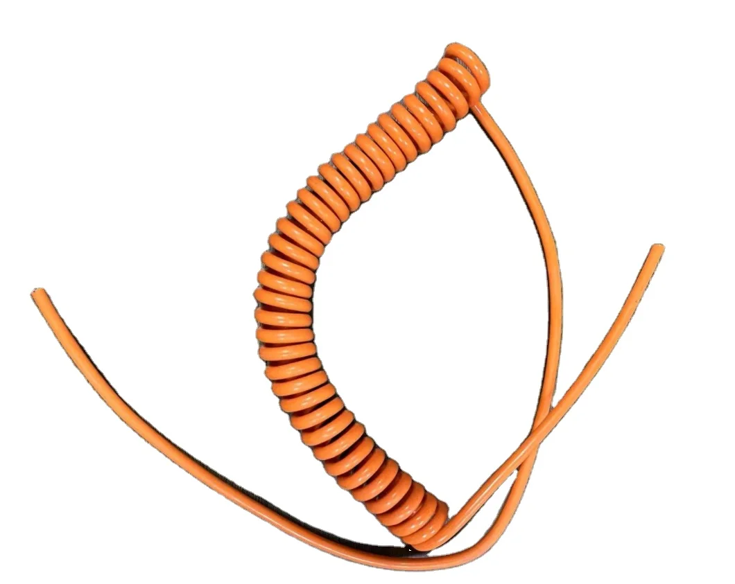 OEM ODM 7 core bright surface handle wire PU spring cable  multi-core processing custom spiral wire