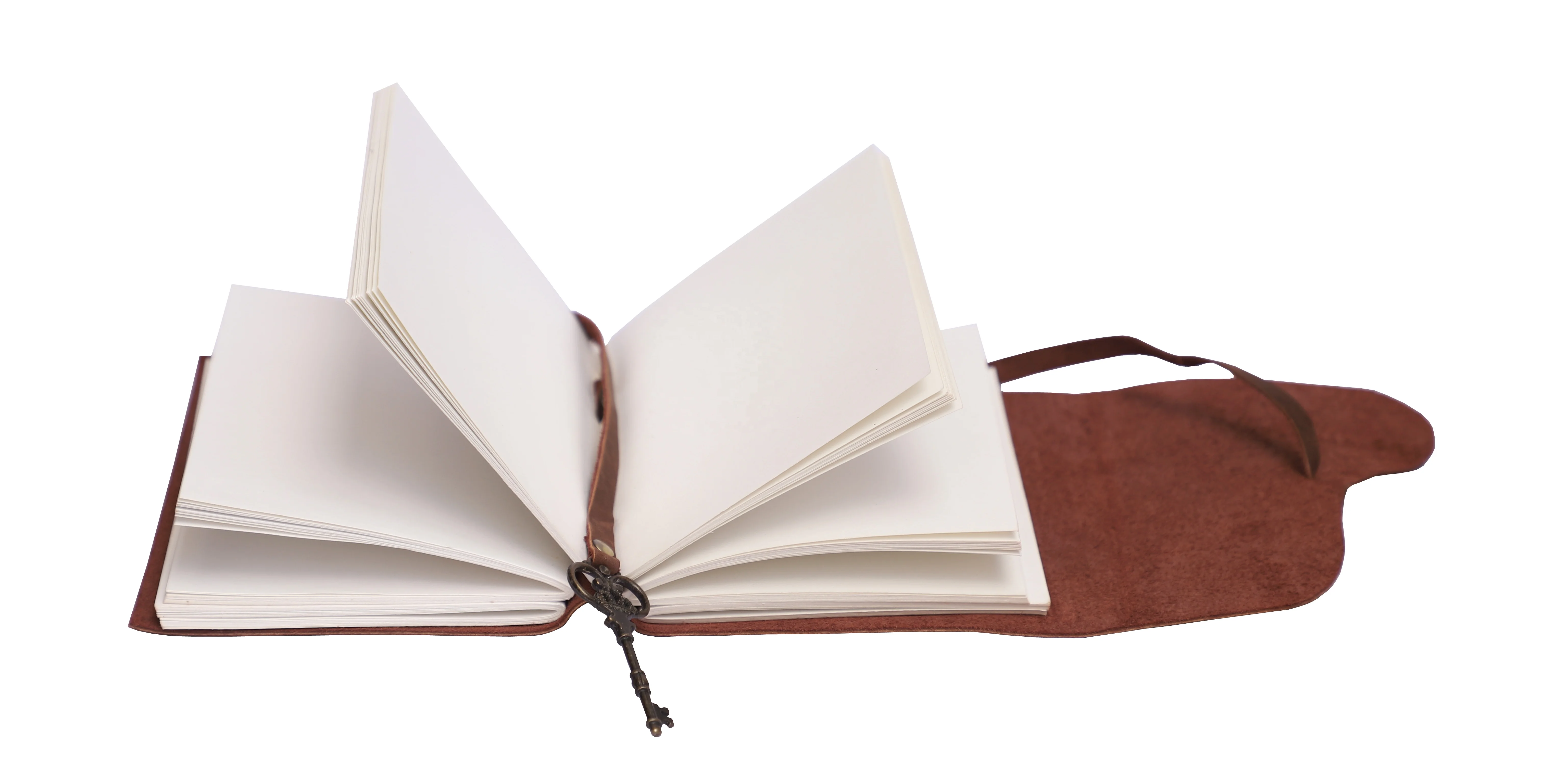 Handmade Soft Key Leather Journal Bound Strap Writing Diary Handmade Recycled Cotton 120 Blank Pages travel planner