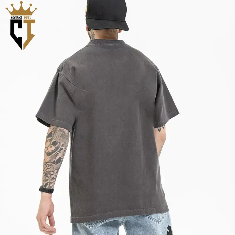 New 2023 Heavyweight Organic cotton oversized Drop Shoulder plus size blank White t- shirt for men