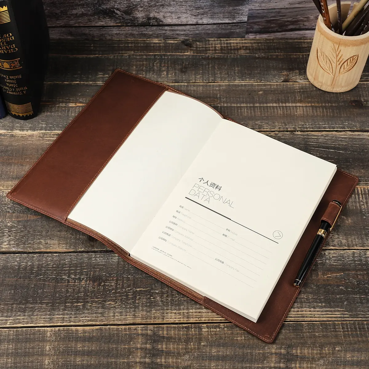 custom logo debossed genuine bible book protect sleeves notebook leather cover
