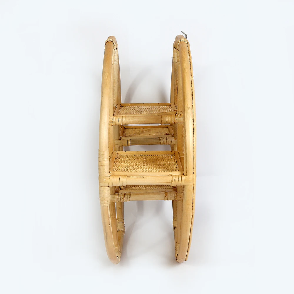 Handcrafted Natural round Rattan Wall Shelf Rack Small Nursery Decorative Hanging Shelves Made Wood Plastic Amazon FBA Vietnam