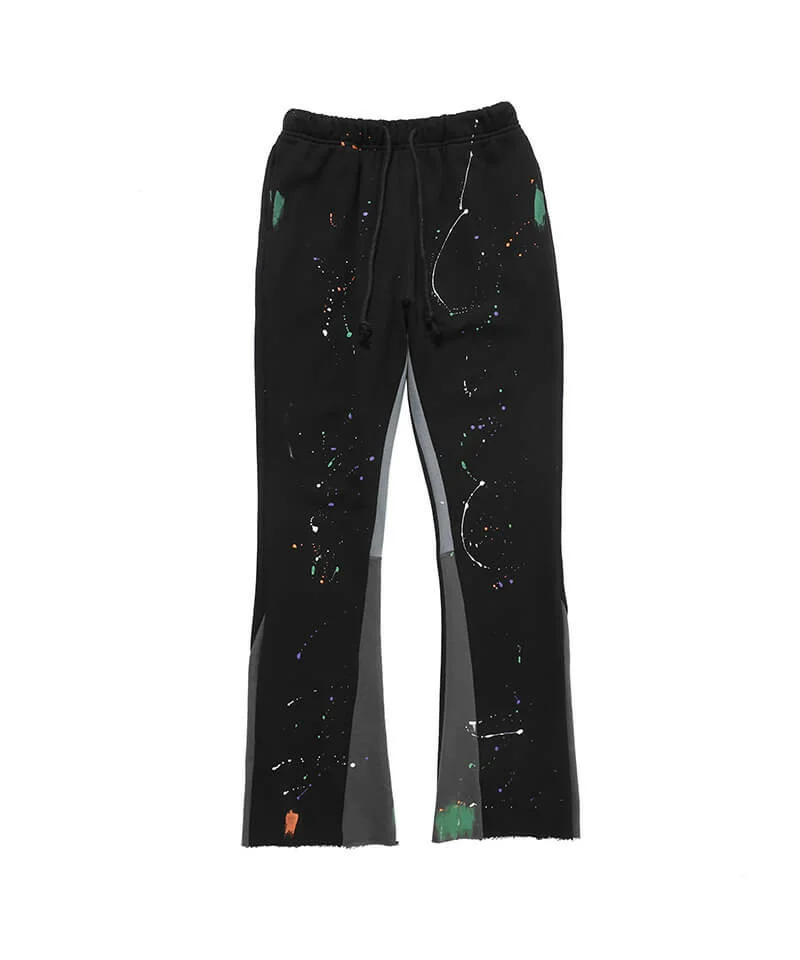 Breathable Wholesale 3d Puff Print Sweatpants Blank Wide Leg Pants Custom Logo Splatter Paint Flare Sweatpants