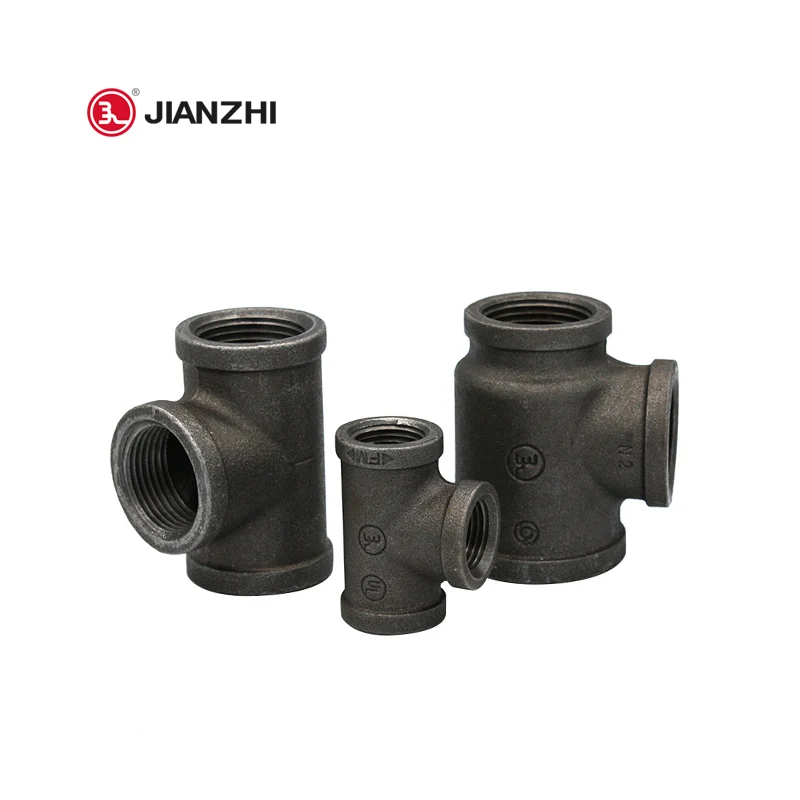 Jianzhi competitive price black black bi back nut pipe fittings malleable iron  Elbow Nipple Tee union plumbing fittings