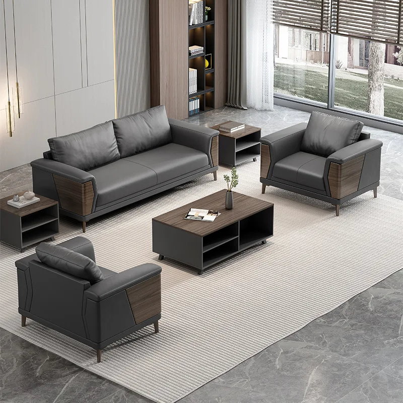 Luxury Leather Office Sofa Set Furniture Simple Design Living Room Sectional Sofa Modular Office Room Waiting Couches