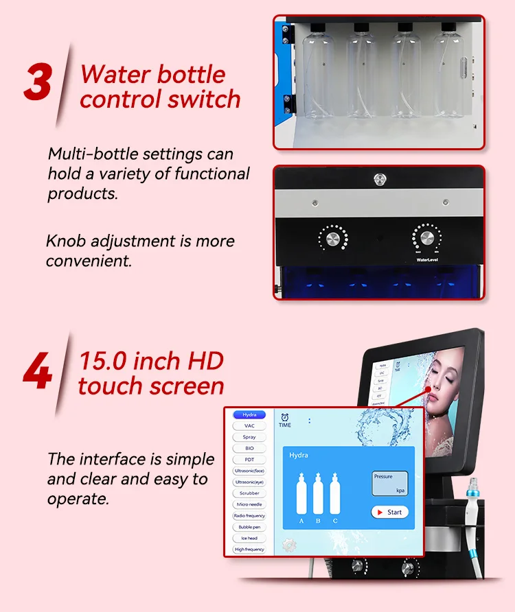 Professional 12 In 1 Aqua Peeling Machine Hydra Oxygen Facial Diamond Dermabrasion Machine