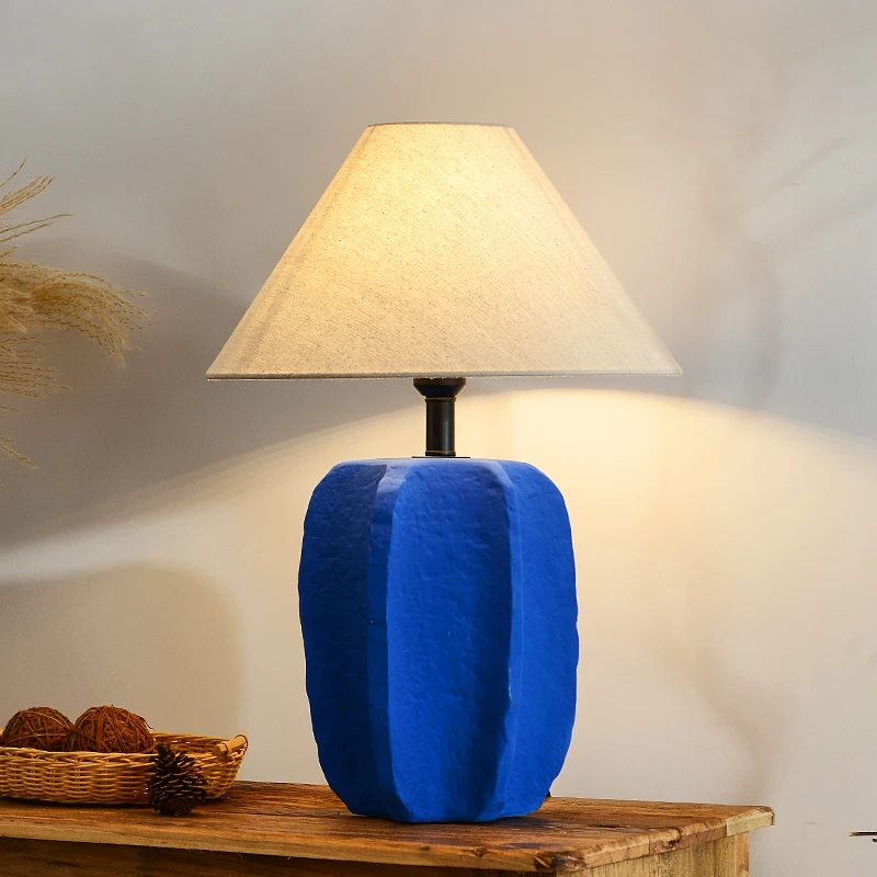 Antique Porcelain Clay Pot Desk Light Wabi Sabi Style handmade Hotel Bedside Retro Table Lamp