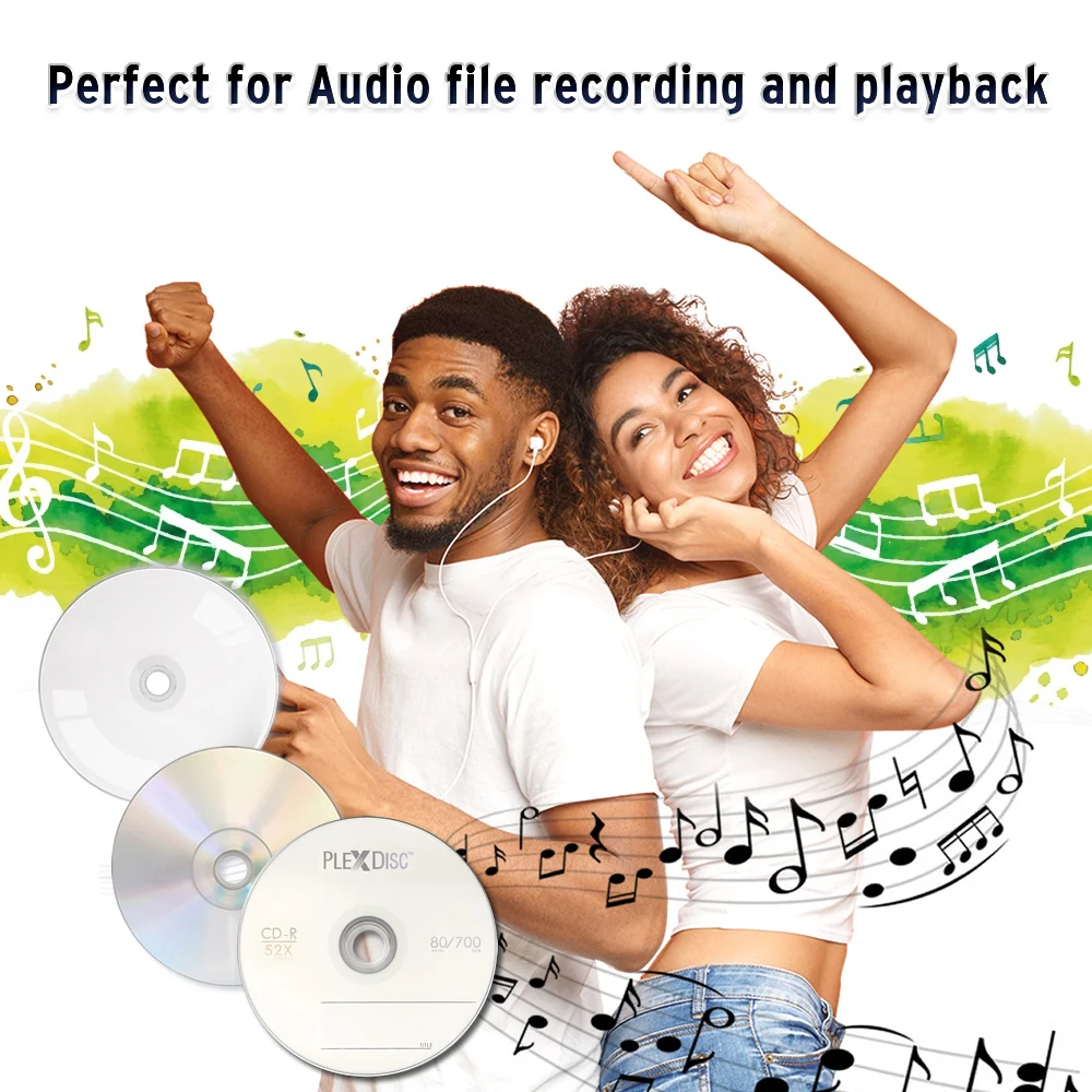 PlexDisc CD-R 700MB 52X Logo Top Recordable Media - 50pk Cake Box, 50 Discs