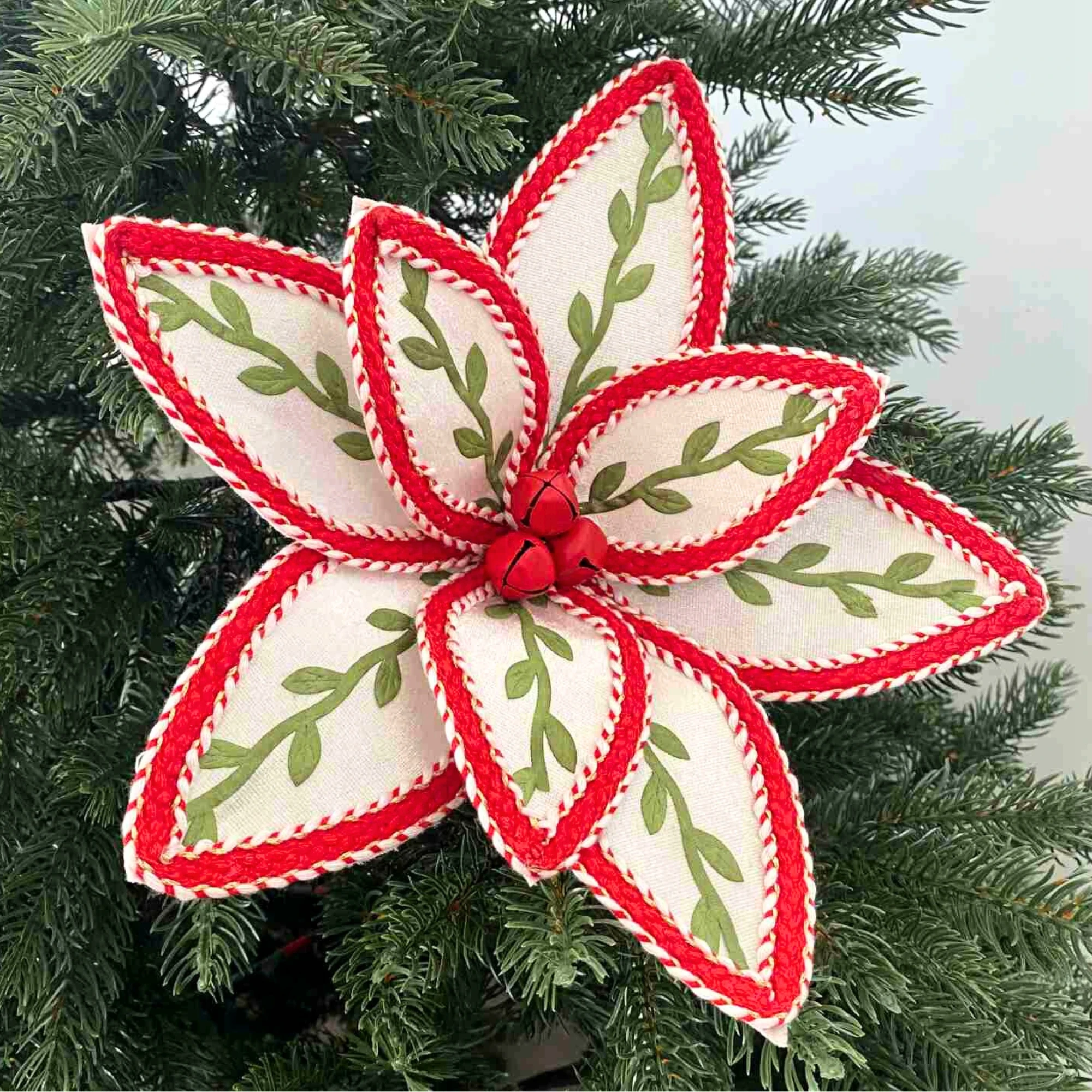 Navidad Red Velvet Poinsettia Flower Artificial Decoration Ornaments Arrangement Tree Christmas Floral