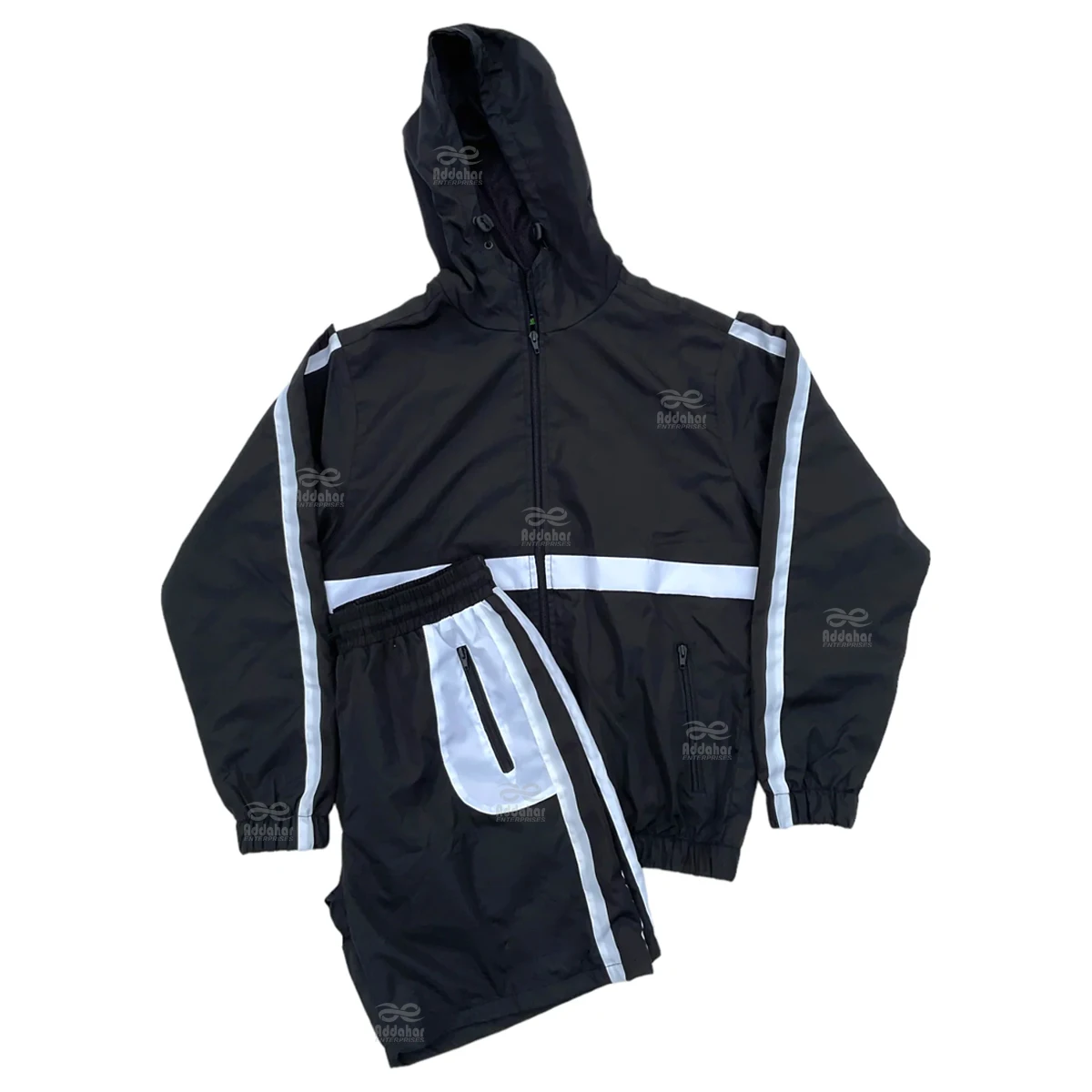 Летний комплект из 2 предметов короткий спортивный костюм курток и шорт с логотипом на молнии для мужчин тканый в стиле хип-хоп