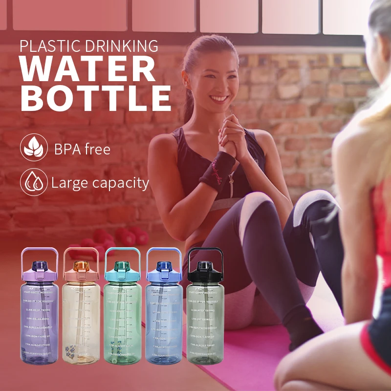 Large Motivational One Gallon Water Jug Leakproof Tritan 64 oz Big Gym Sport Water Bottle to Keep Women Men Father