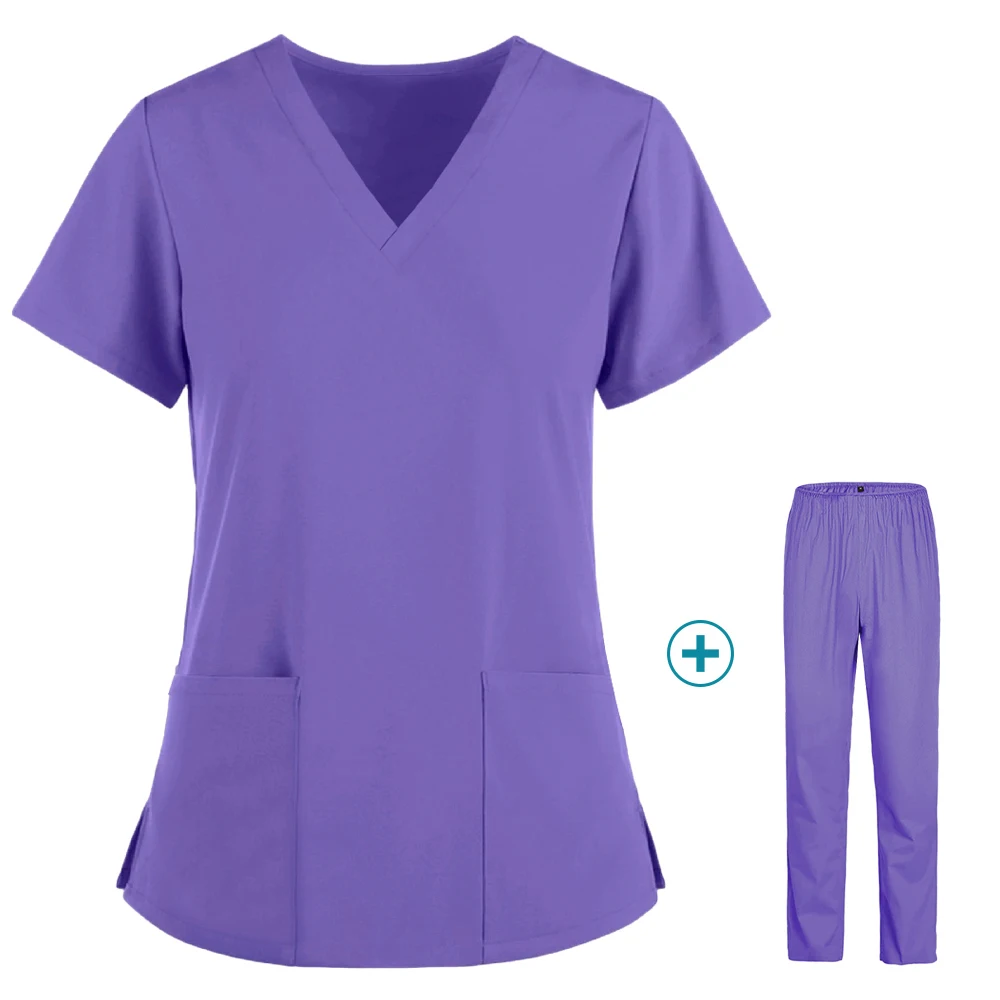V-neck Wholesale Women Wear Scrub Suits Hospital Doctor Working Uniform Medical Surgical Multi-color Unisex Uniform nurse