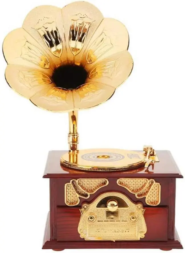 Классическая музыкальная шкатулка Gramophone для косметики и украшений дома