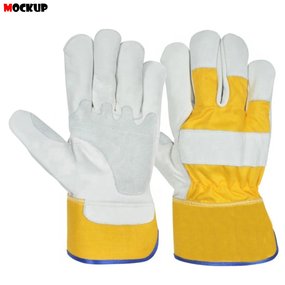 Best Quality Impact Protective Work Gloves Cut Resistant Cowhide Split Leather Patch Palm Work Gloves For Safety