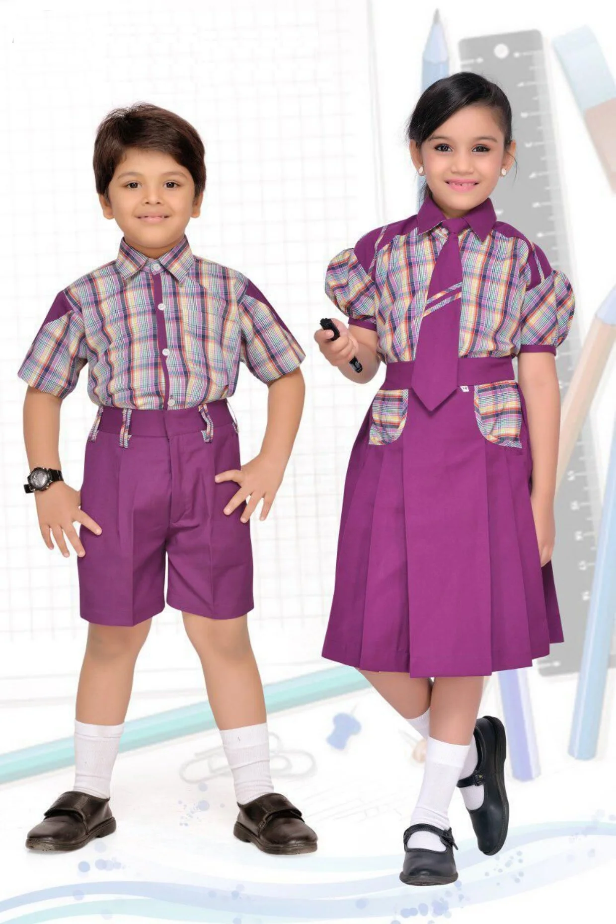 OEM School Dresses Students Wear School Uniform Designs Boys and Girls Primary School Uniform Set