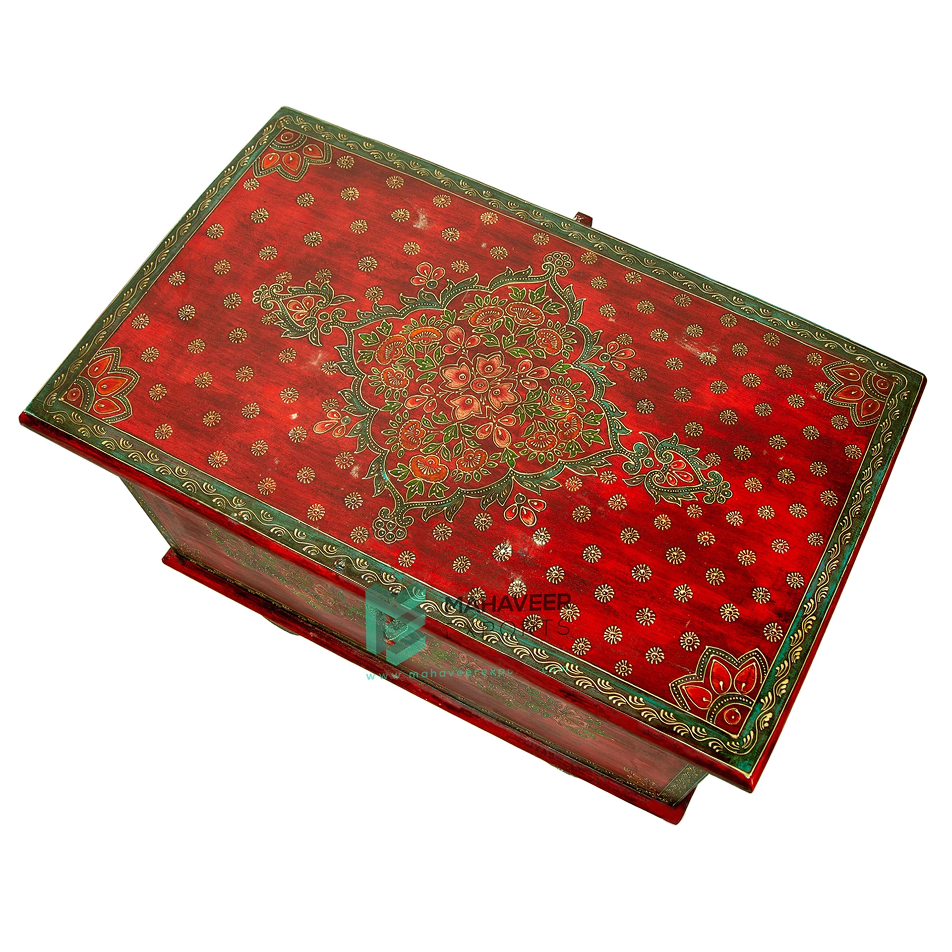 Fine Hand Painted Wooden Storage Trunk Chest Box Wooden Jewellery Storage Box Antique Furniture For Living Room / Bedroom
