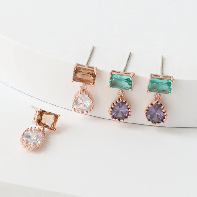 JJ Glass Earrings Silver Post Made in Korea Pastel color Fashion Jewelry