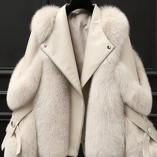 Women autumn and winter whole skin fox fur short coat hing imitation fur one young coat women jacket