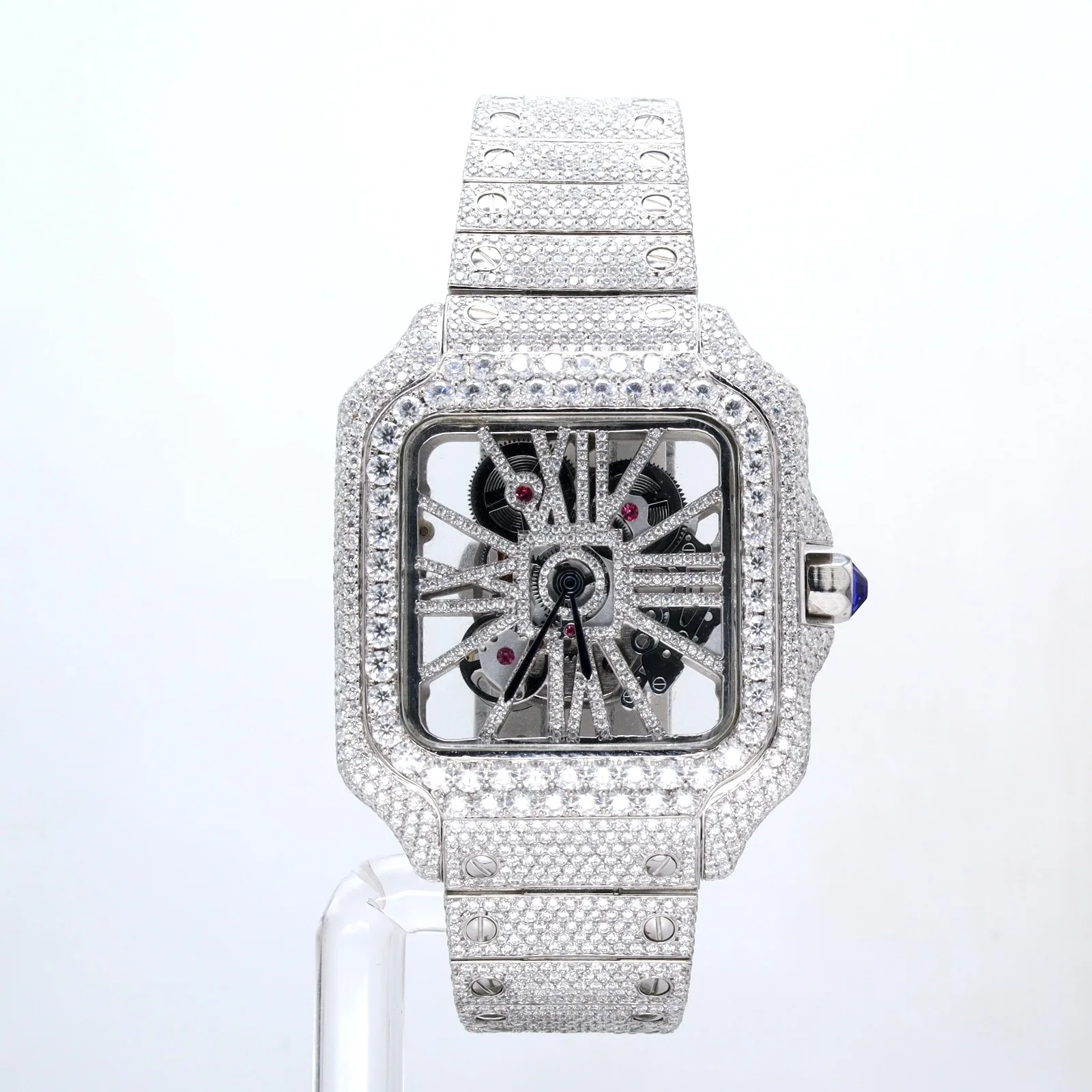 New Iced Out Tester Pass VVS Diamond Watch Luxury Silver Original Hip Hop Men Moissanite Diamond Mechanical Watches
