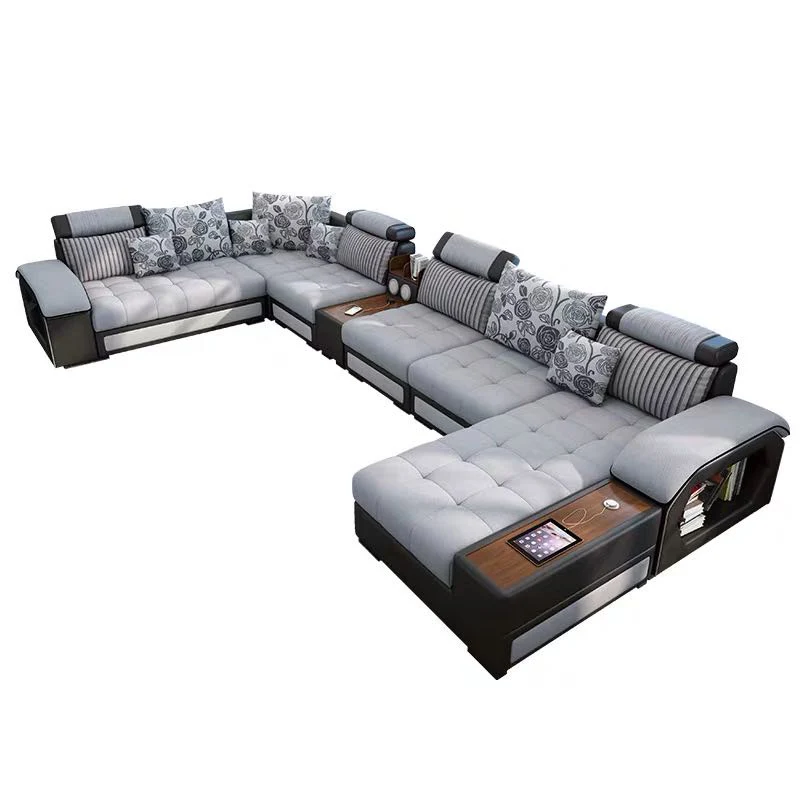 Convertible Sectional Sofa Couch with Ottoman Multifunctional Home Furniture Wooden Frame U Shape Sofa CEFS008