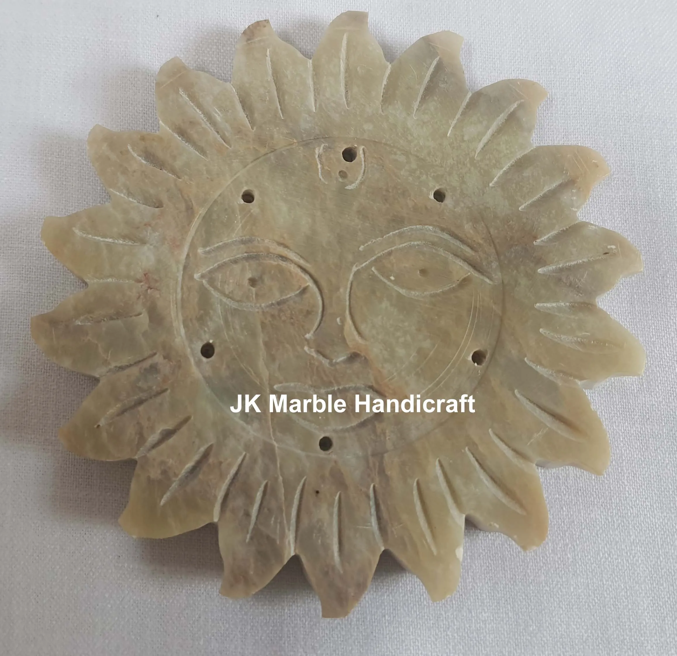 Natural Soapstone Sun Carving Shape Incense Stick Holder For Home Decorative Indian Fragrance Incense Stick Stand