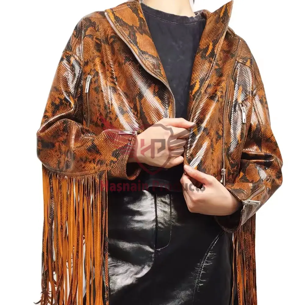 Woman Sheepskin Western Fringes Leather Jacket for Girls - Young Fashion Pakistan Real Leather Lady Customized Outerwear