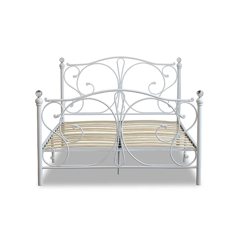 Low Price CHRISTINA Metal Bed Full White Frame Color Strong Metal Standard Double Size Platform Bed Frame