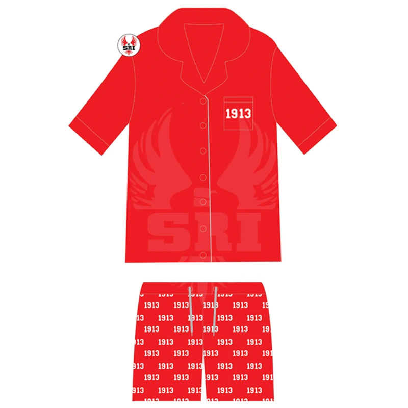 Delta Soror Embroidered Women Satin Silk Pajama Set | Sorority Sublimated Ladies Custom Made Silk Pyjama Set Sleep Wears