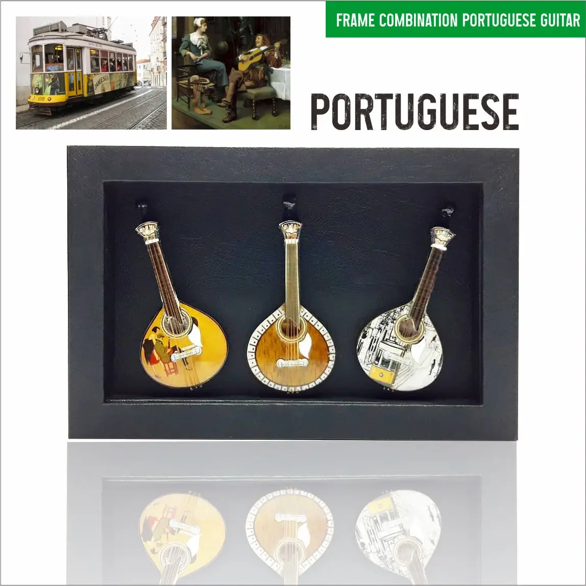 Shadow box frame 3 Portuguese Guitar Design medium size for Wall Decoration Home Decoration  Wooden Handmade and Souvenirs march