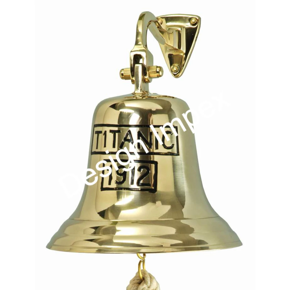 Custom Hot Sale Brass Ship Bell With White Rope Large Catholic Church Bell Hot selling Luxury Wall Hanging Bell For Christmas