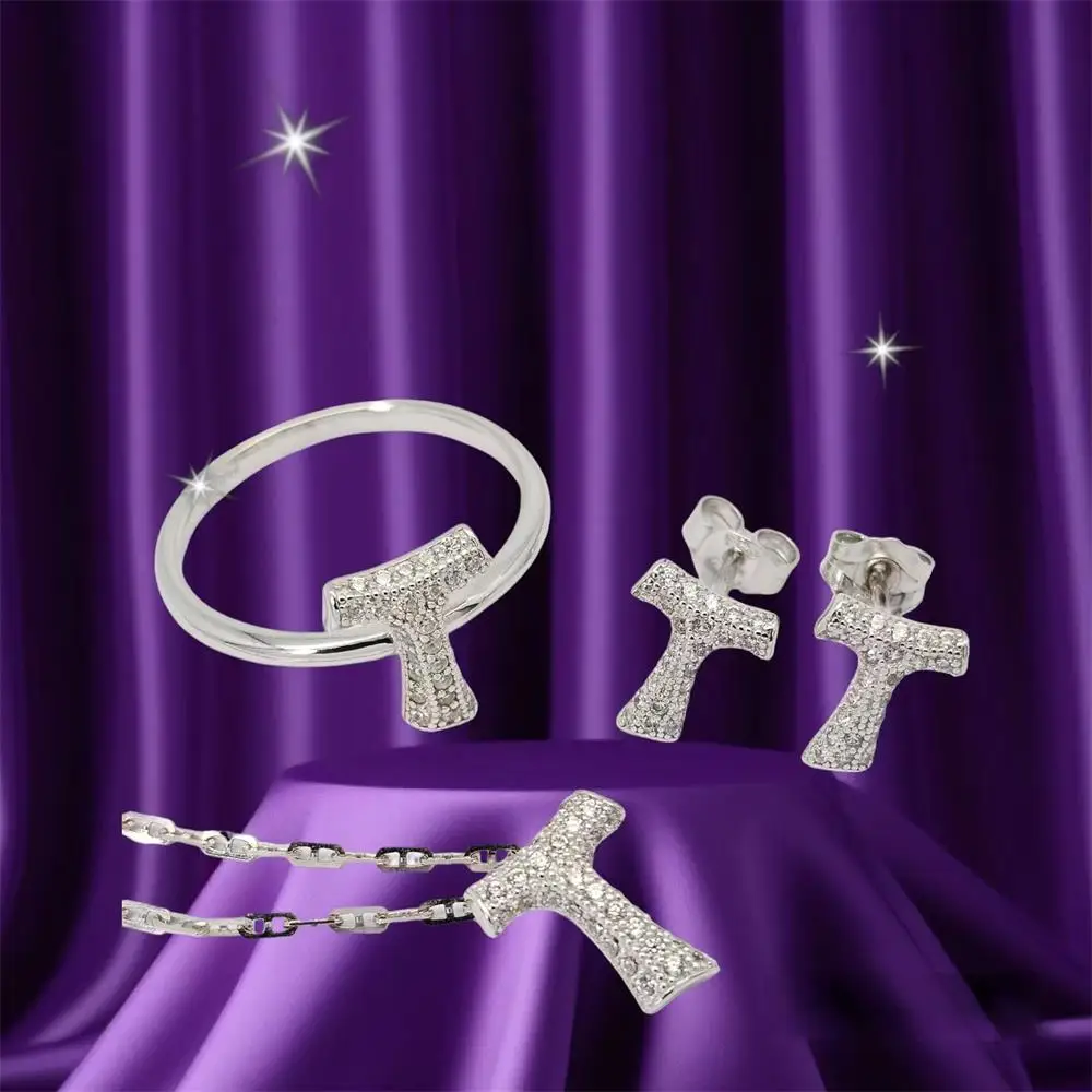 Newly Made High Quality Wholesalers 925 Sterling Silver Pendant With Zirconia Rhodium Plated Fashion Jewelry Tau Necklace