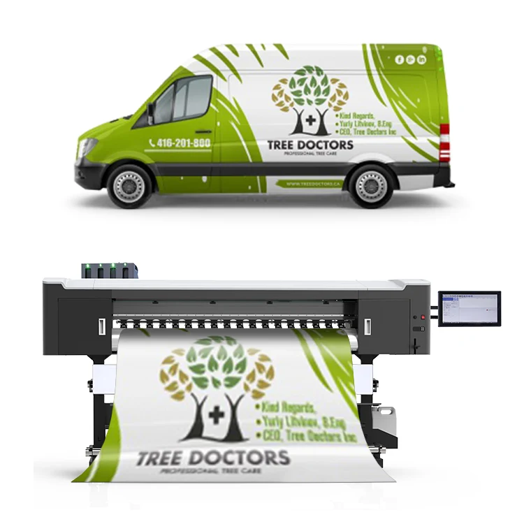 Small foot-print sticker and labels on Xenons 0.6m 1.3m printer and cutter printing machine