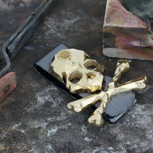 High Quality Gift Set Moneyclip And Ring Skull Punk Design Style Made In Italy Italian Handmade Jewels Unisex