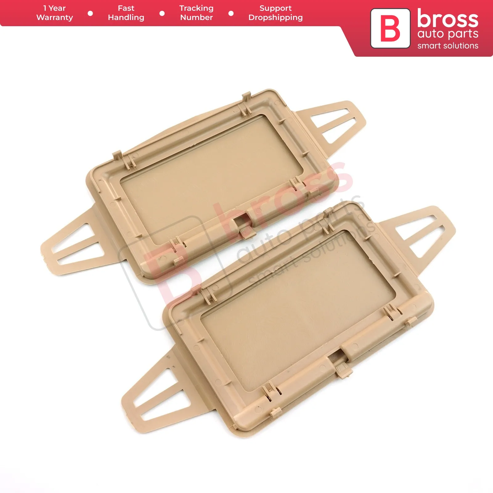 BDP545 Sun Visor Shade Mirror Cover Set TAN for W210 W211 2108102510 2118100410 Bross Auto Parts Made In Turkey